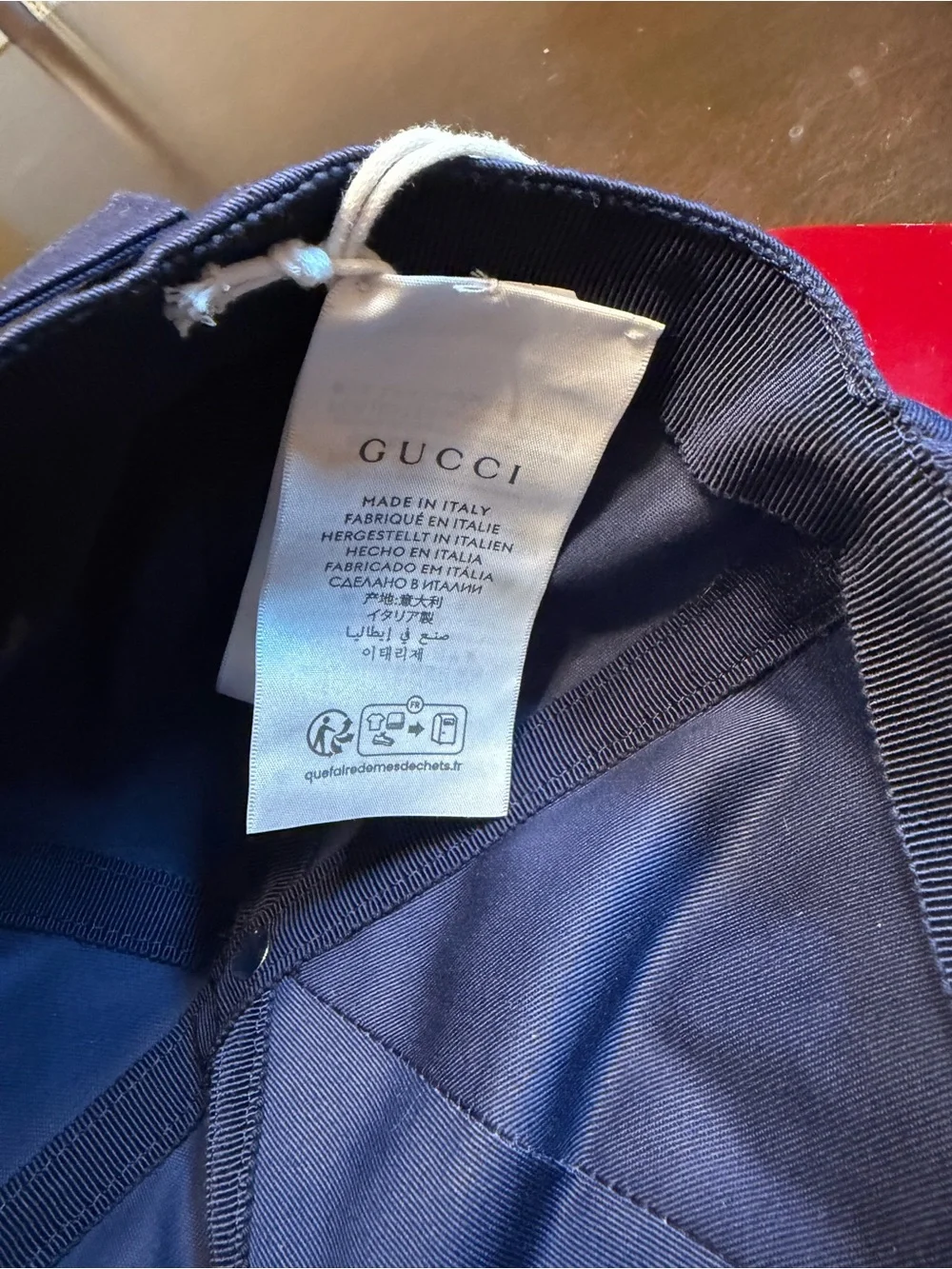 New Authentic Gucci Logo Baseball Hat Navy Size L